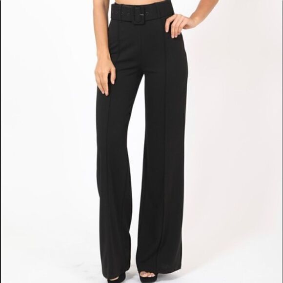 Black Dress Pants with Belt - Picture 3 of 14